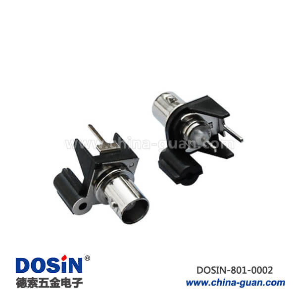 801-0002 bnc 連接器 壓電 90度BNC直式同軸射頻母頭50歐姆黑色塑膠外殼PCB板端