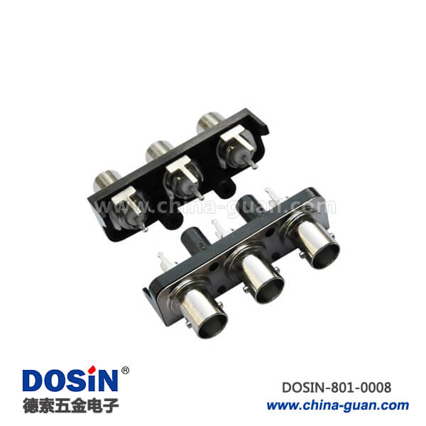 801-0008 bnc多孔視頻連接器射頻同軸PCB板端50歐黑色塑膠外殼