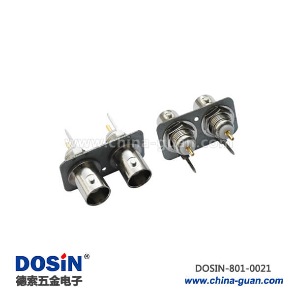 801-0021 bnc視頻連接器射頻鋅合金直式母頭兩同軸穿墻PCB安裝板