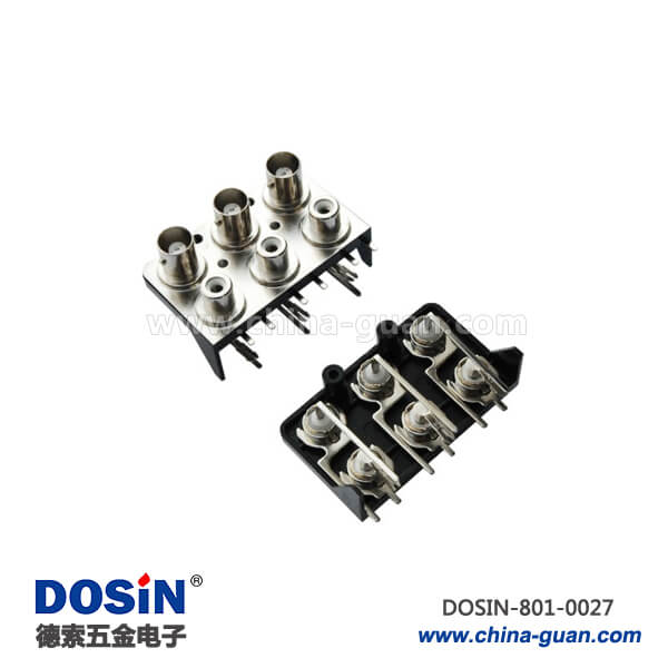 801-0027 bnc型射頻同軸連接器鋅合金50歐姆彎式母頭PCB板端