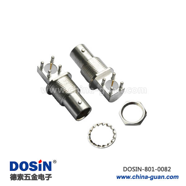 801-0082 bnc 連接器 90度射頻同軸鋅合金母頭方頭5引腳PCB端