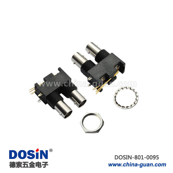 801-0095 bnc音頻接口黑色塑膠外殼絕緣50歐母頭射頻同軸連接器PCB板端