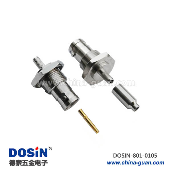 801-0105 bnc單芯連接器同軸射頻穿墻直式50歐母頭接板