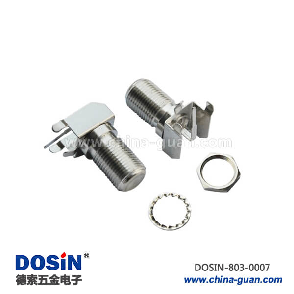 803-0007 f型連接器RF射頻同軸母頭穿墻彎式接PCB板