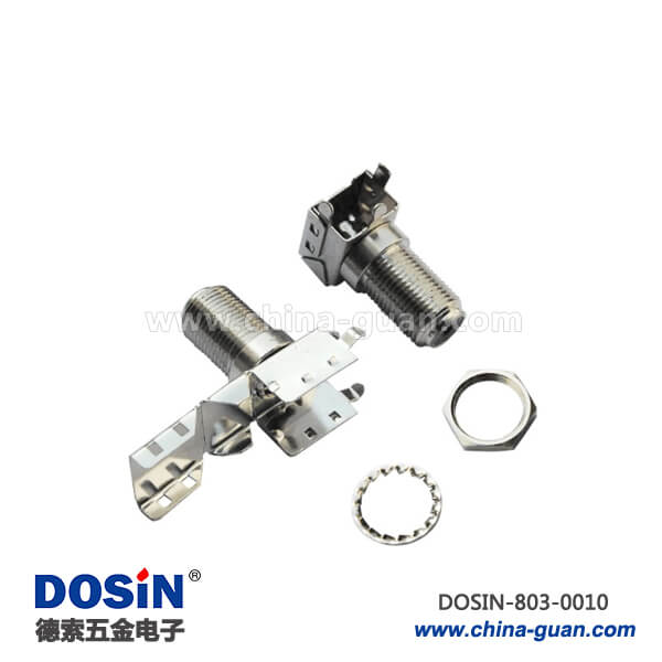 803-0010 f 型連接器RF射頻同軸彎式母頭穿墻