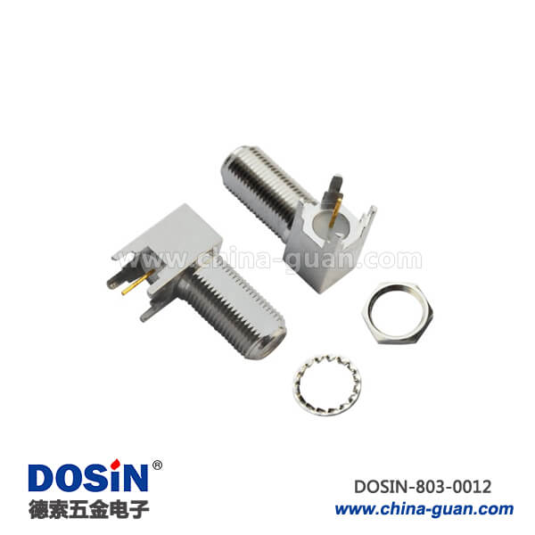 803-0012 f同軸連接器RF射頻焊接彎式4腳穿墻母頭PCB板端