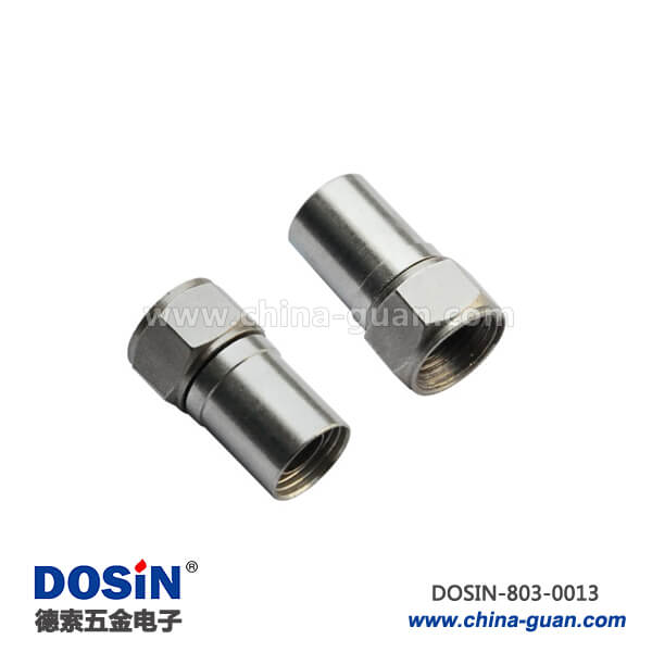 803-0013 有線電視線直通頭F頭RF射頻同軸連接器直式公頭接線