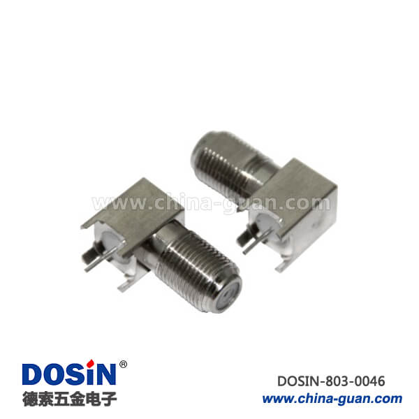 803-0046 有線電視接頭 f頭彎式方形4腳母頭射頻同軸連接器