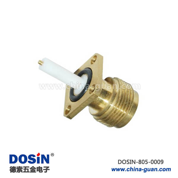 N同軸連接器鍍金4孔方形法蘭直式母頭穿墻延長面板安裝 N同軸連接器鍍金4孔方形法蘭直式母頭穿墻延長面板安裝