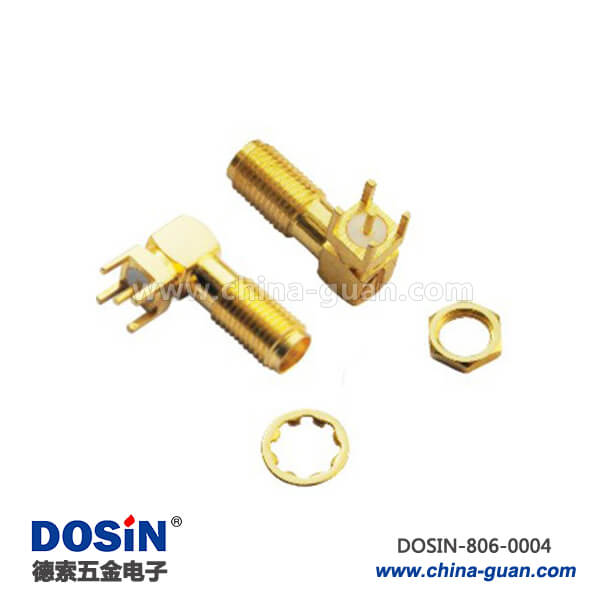 sma射頻連接器 鍍金穿墻彎角母頭PCB板端 sma射頻連接器 鍍金穿墻彎角母頭PCB板端