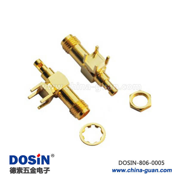 射頻連接器 sma穿墻彎式母頭PCB電路板同軸線纜 射頻連接器 sma穿墻彎式母頭PCB電路板同軸線纜