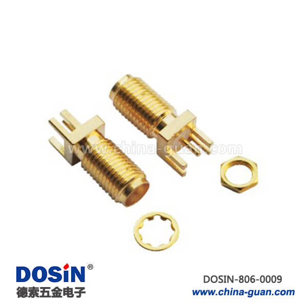 sma系列射頻連接器直式鍍金穿墻式PCB板端 sma系列射頻連接器直式鍍金穿墻式PCB板端