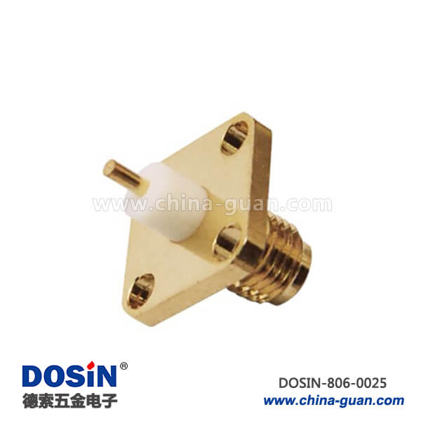 連接器sma 4孔方形法蘭射頻同軸直式母頭面板安裝插座板端 連接器sma 4孔方形法蘭射頻同軸直式母頭面板安裝插座板端