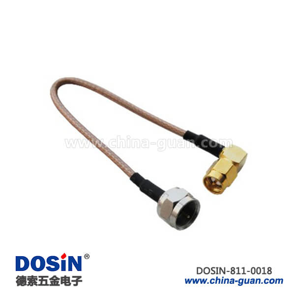 811-0018 sma彎公頭射頻同軸線材接f公頭