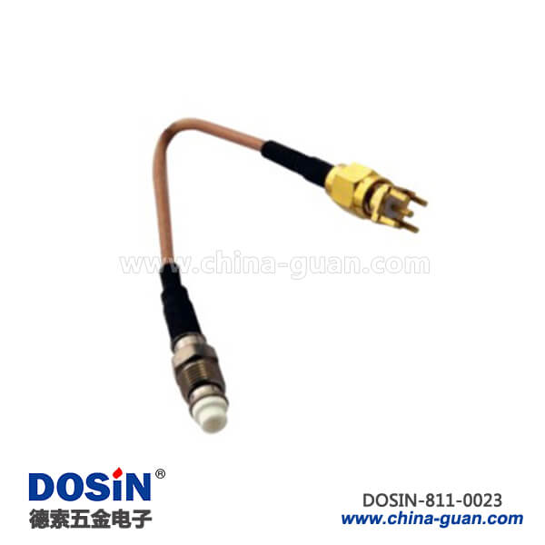 811-0023 pcb直式封裝sma頭接rg174同軸線材接fme頭