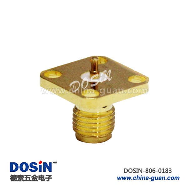 806-0183 射頻sma母接頭4孔方形法蘭盤連接器焊線