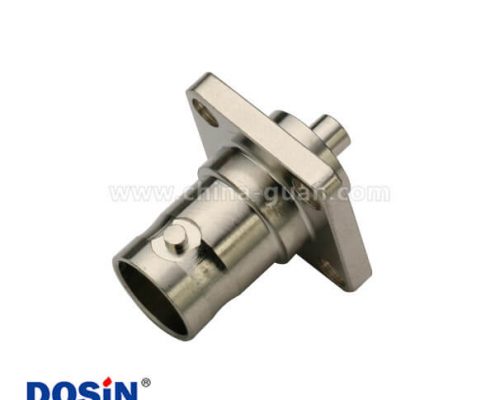 BNC4孔方形法蘭直式母頭鍍鋅防水同軸線纜連接器