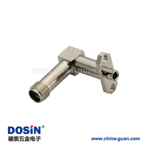 DOSIN-806-1010 SMA射頻同軸連接器彎式法蘭盤2孔同軸線纜UT141母頭