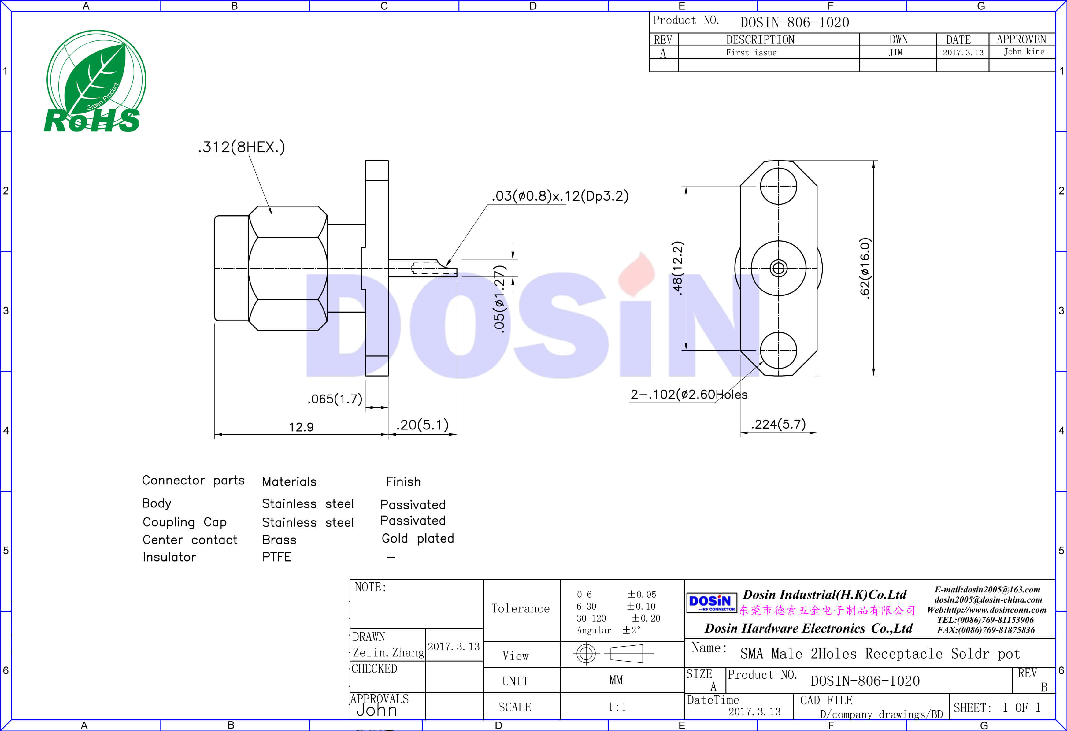 sma 連接器直式2孔法蘭盤公頭