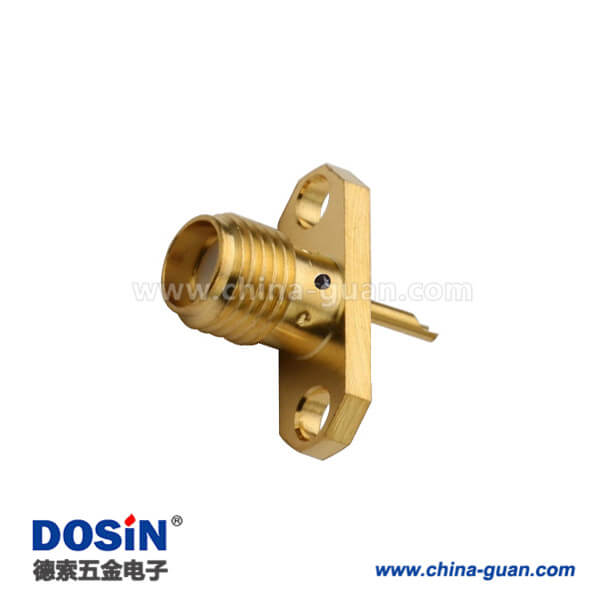 DOSIN-806-1028 sma母頭2孔法蘭盤直式鍍金焊接同軸連接器