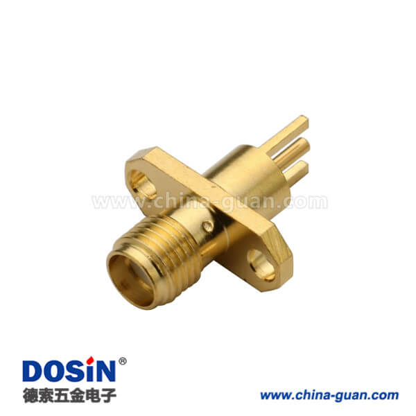 DOSIN-806-1030 sma母頭直式鍍金法蘭盤2孔連接器面板安裝