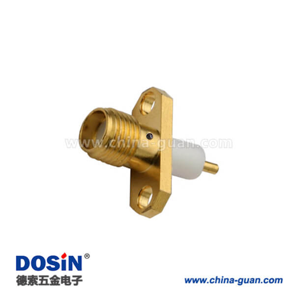 DOSIN-806-1031 SMA母頭板端法蘭盤2孔射頻同軸連接器直式延長(zhǎng)鐵氟龍面板安裝