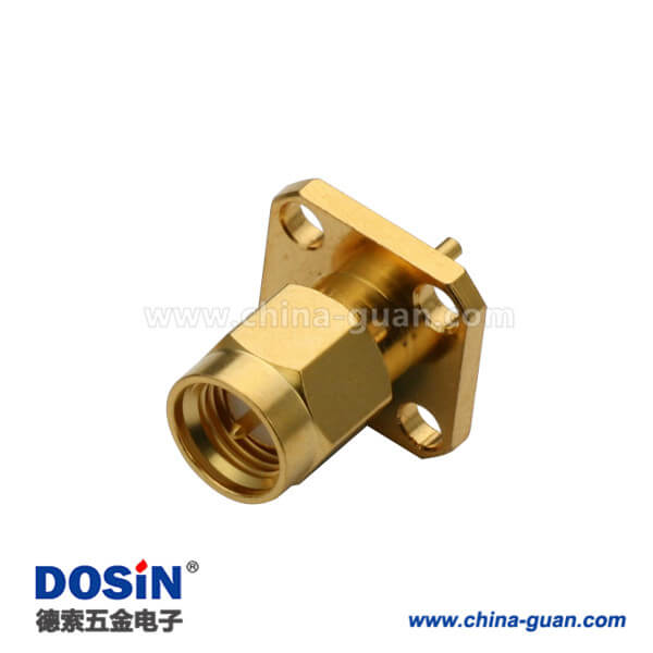 DOSIN-806-1034 SMA板端連接器射頻同軸鍍金4孔法蘭盤公頭