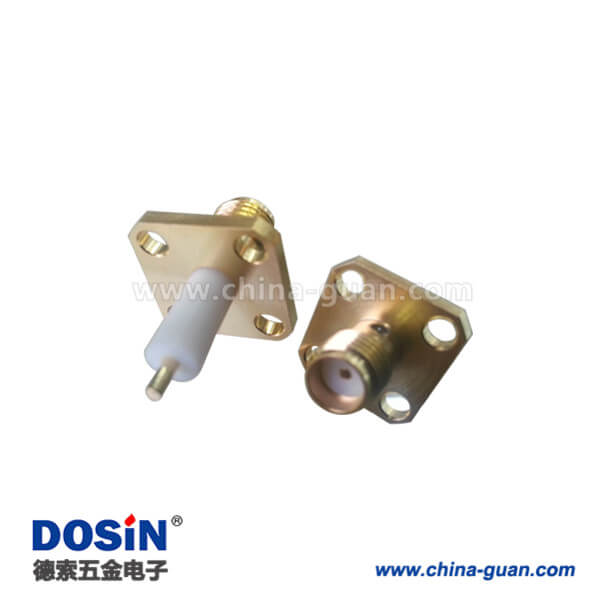 DOSIN-806-1048 SMA直式母頭方形法蘭延長鐵氟龍面板安裝接頭