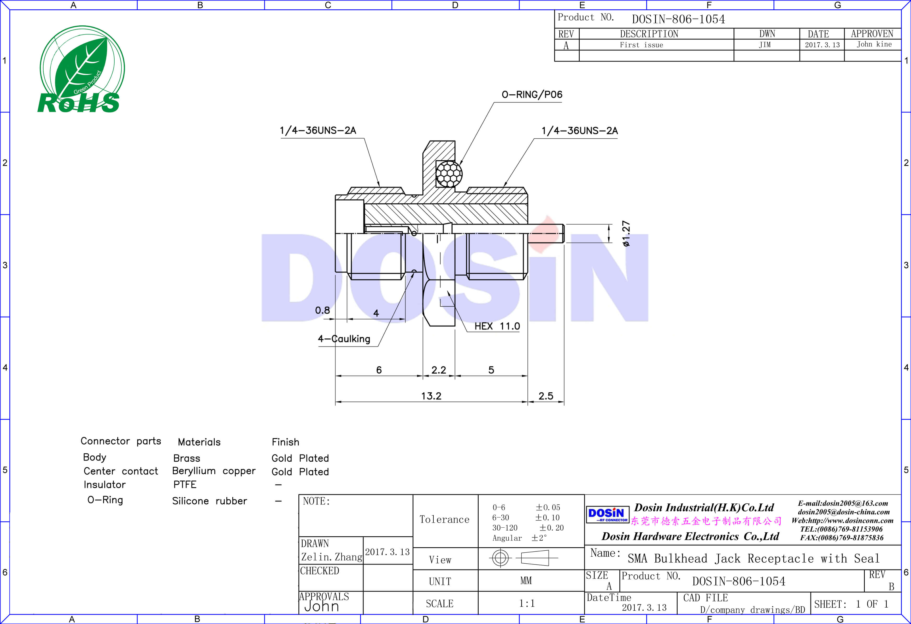 SMA射頻連接器面板安裝電視線接頭直式穿墻防水母頭