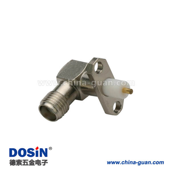 DOSIN-806-1058 SMA2孔法蘭彎式母頭鐵氟龍射頻同軸連接器