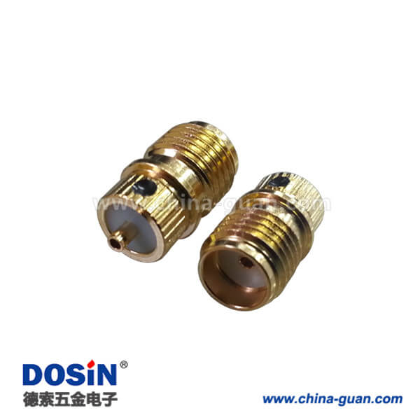 DOSIN-806-1064 SMA母頭180度直式母座金色樹脂灌膠電視接頭壓入式
