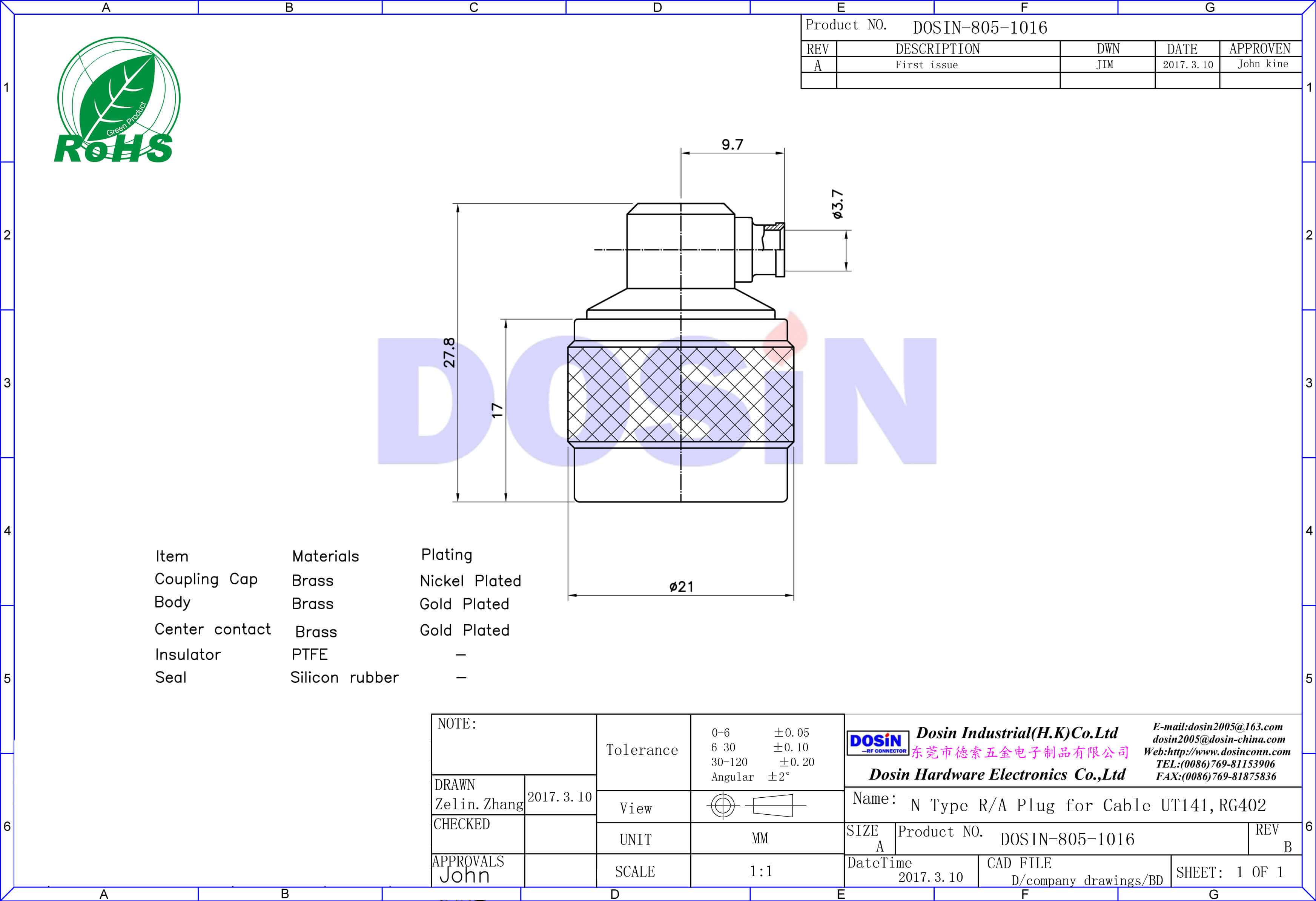 n型接頭公頭彎式焊接式同軸線纜UT141