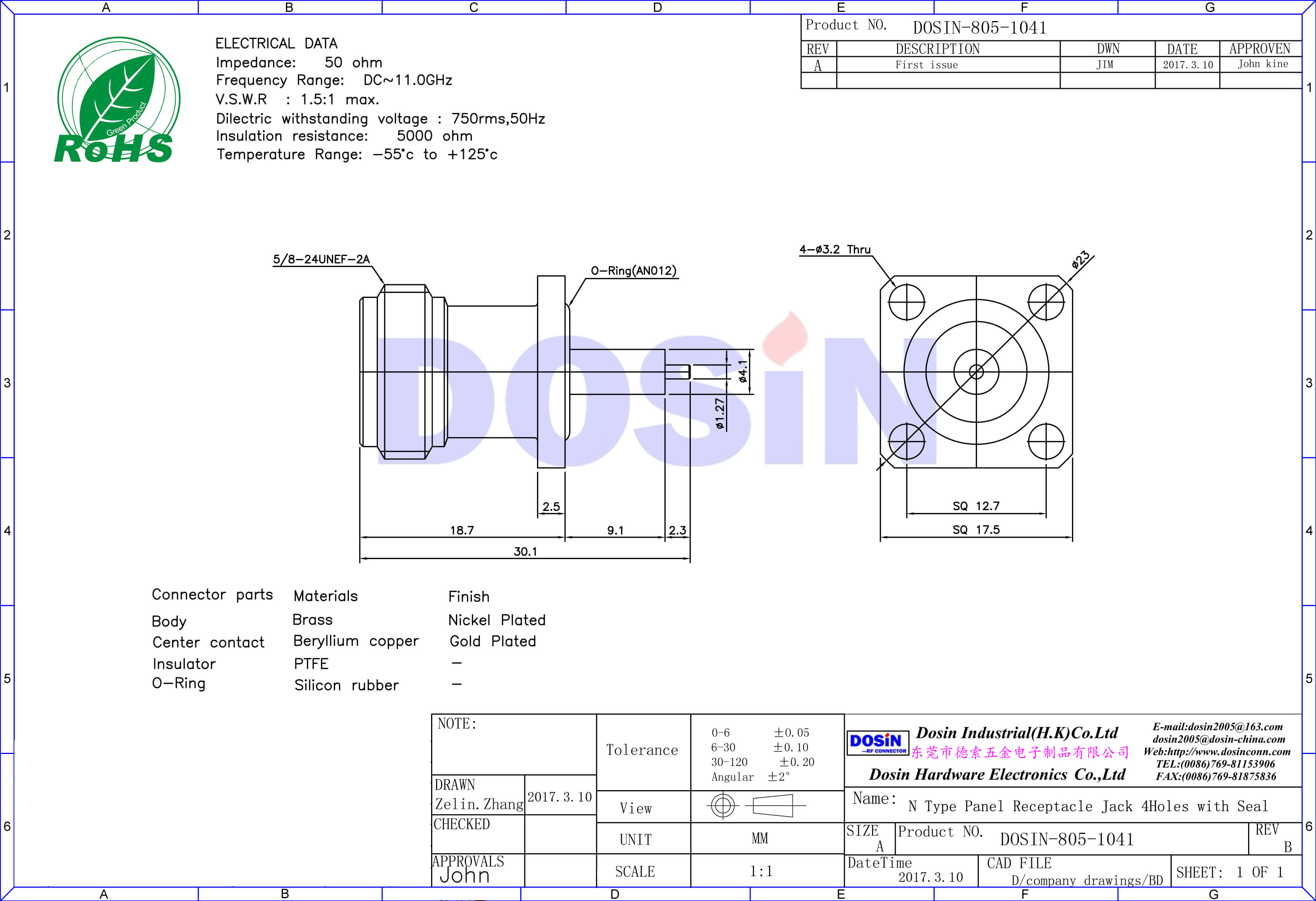 n頭母頭連接器防水型直式母頭帶4孔法蘭盤