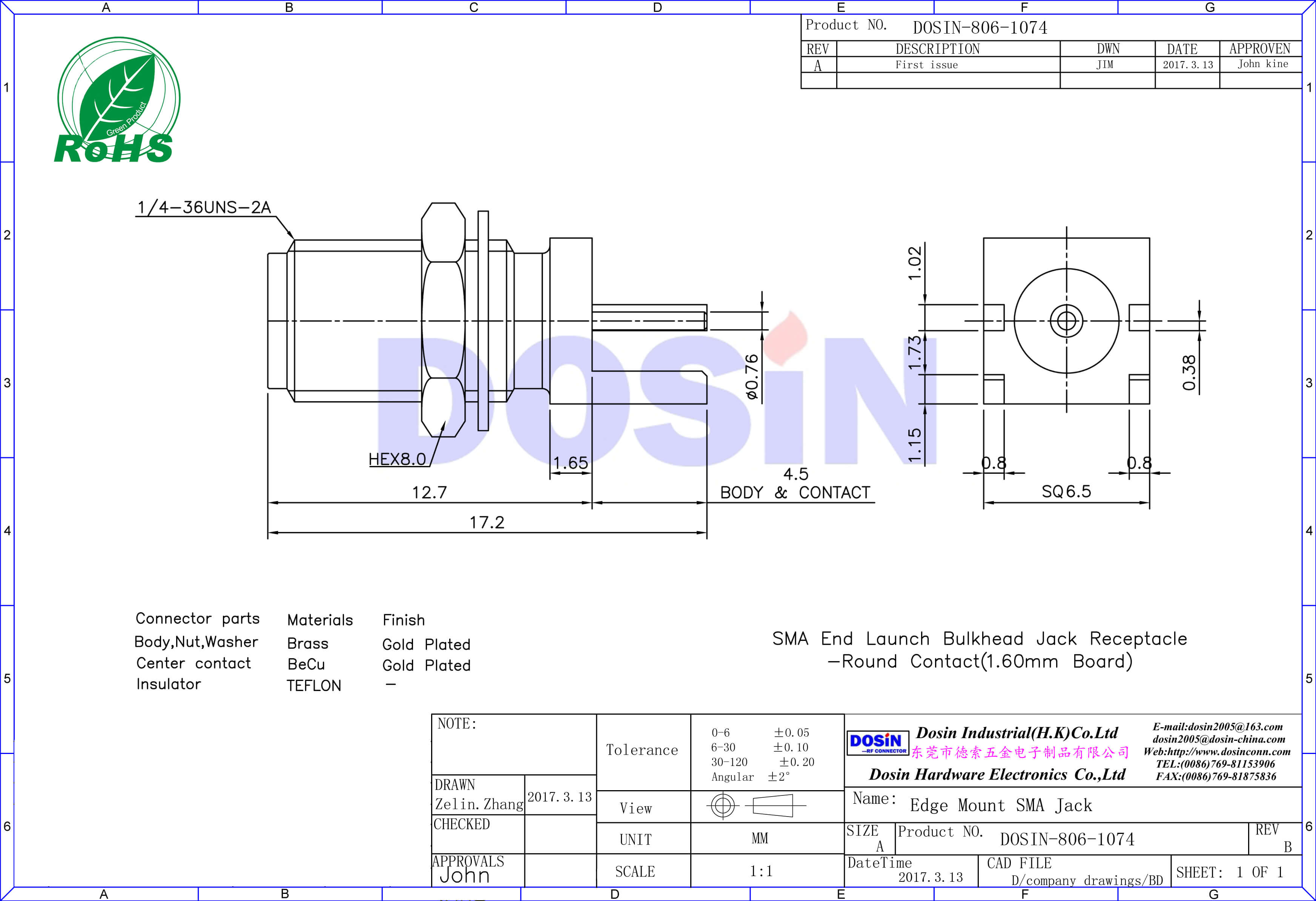 SMA前鎖穿墻面板安裝母座接頭插座pcb板緣表貼式