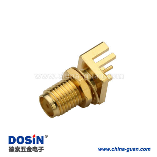 DOSIN-806-1075 SMA鍍金母座前鎖穿墻式接1.60mm電路板直插 PCB卡板式