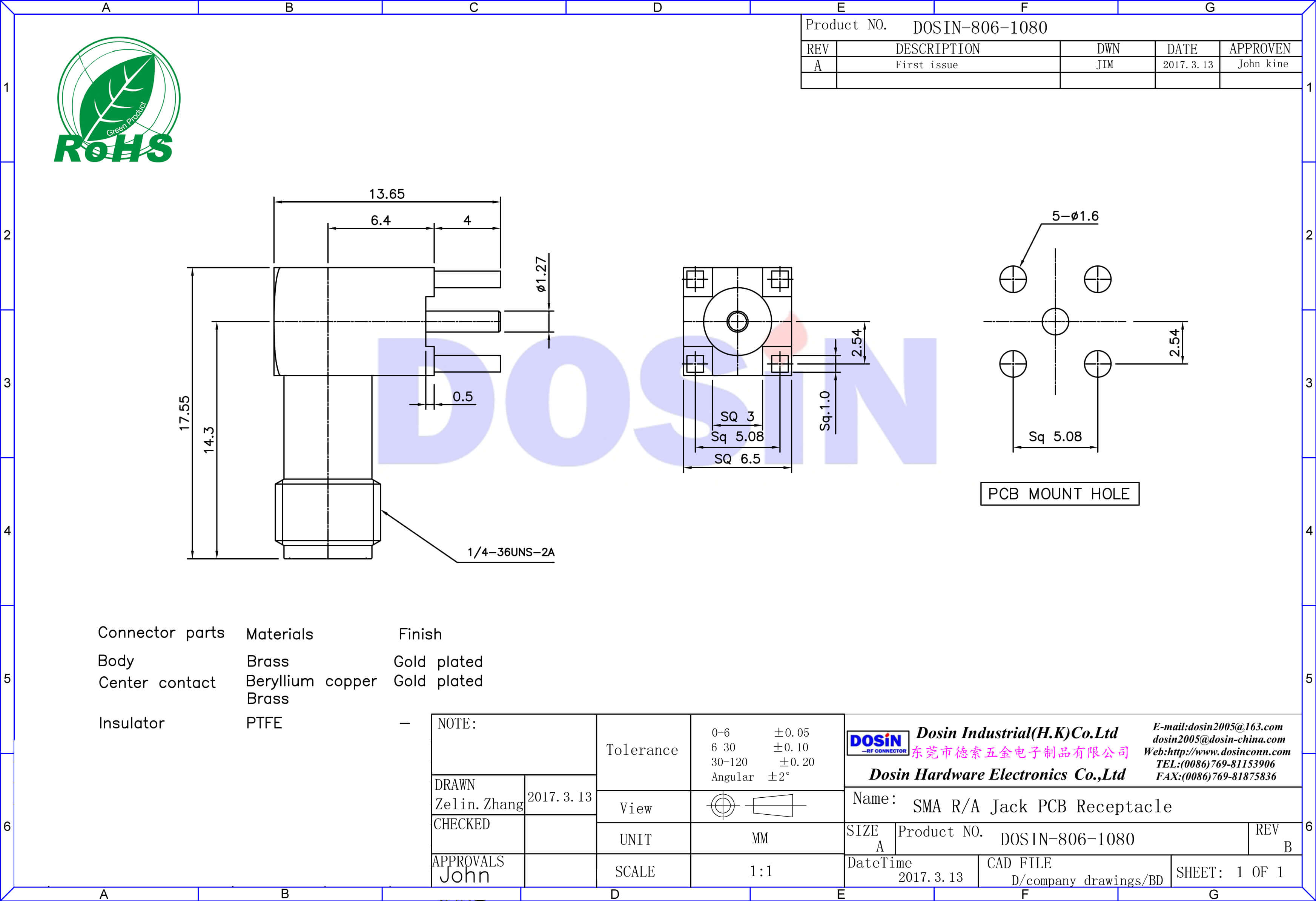SMA彎式母接頭pcb插板連接器