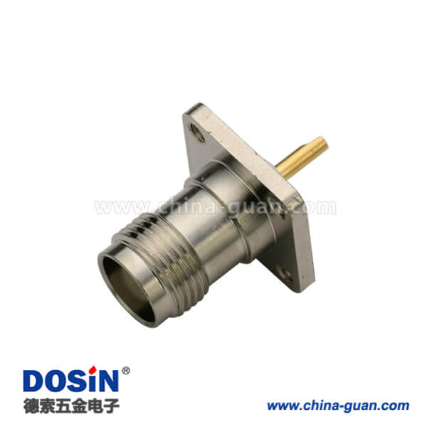 DOSIN-802-1027 tnc直式母頭焊接法蘭式4孔方形面板安裝連接器