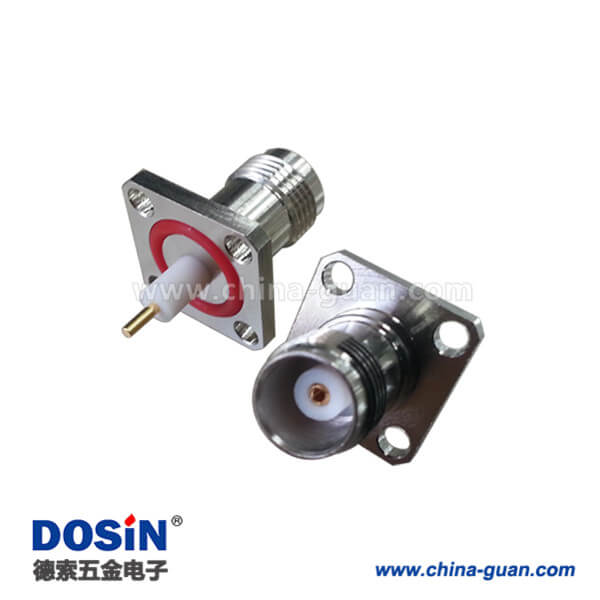 DOSIN-802-1032 tnc直式母頭4孔方形法蘭座子射頻同軸連接器