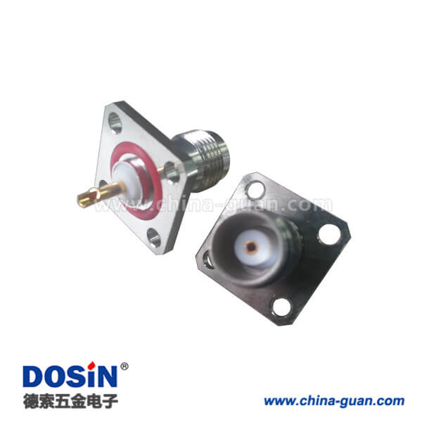 DOSIN-802-1034 tnc連接器母頭面板安裝4孔方形法蘭直式焊接