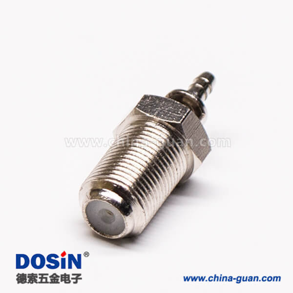 11 f型壓接式連接器母頭穿墻同軸線纜接RG316