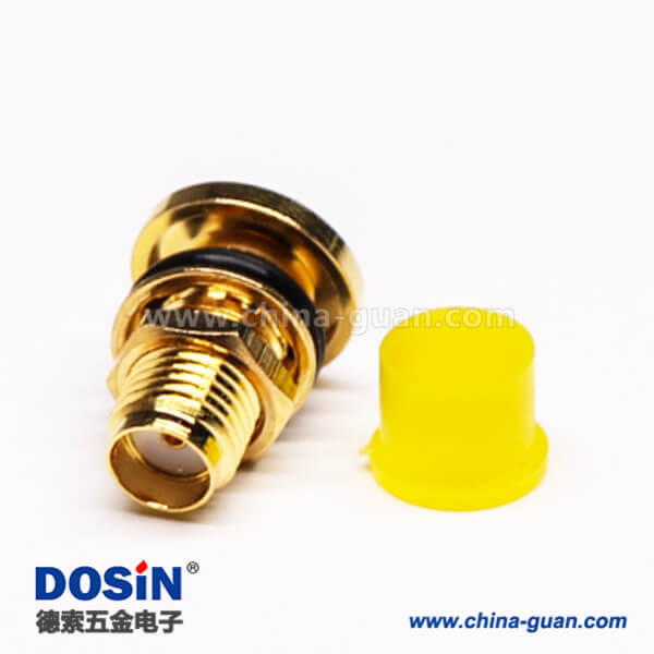 16 SMA防水連接器直式母頭穿墻車針焊線帶防塵蓋