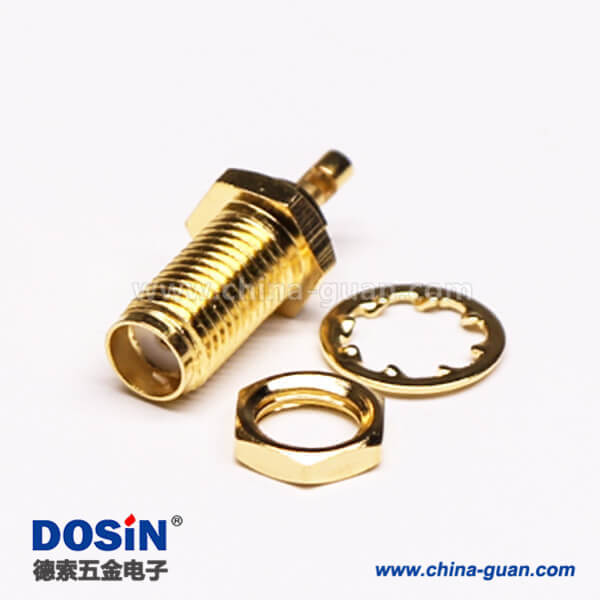 18 SMA直母座射頻連接器前鎖穿墻開天窗焊接