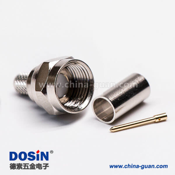 DOSIN-803-0136 英制F公頭公針接RG58直式同軸線纜壓接式