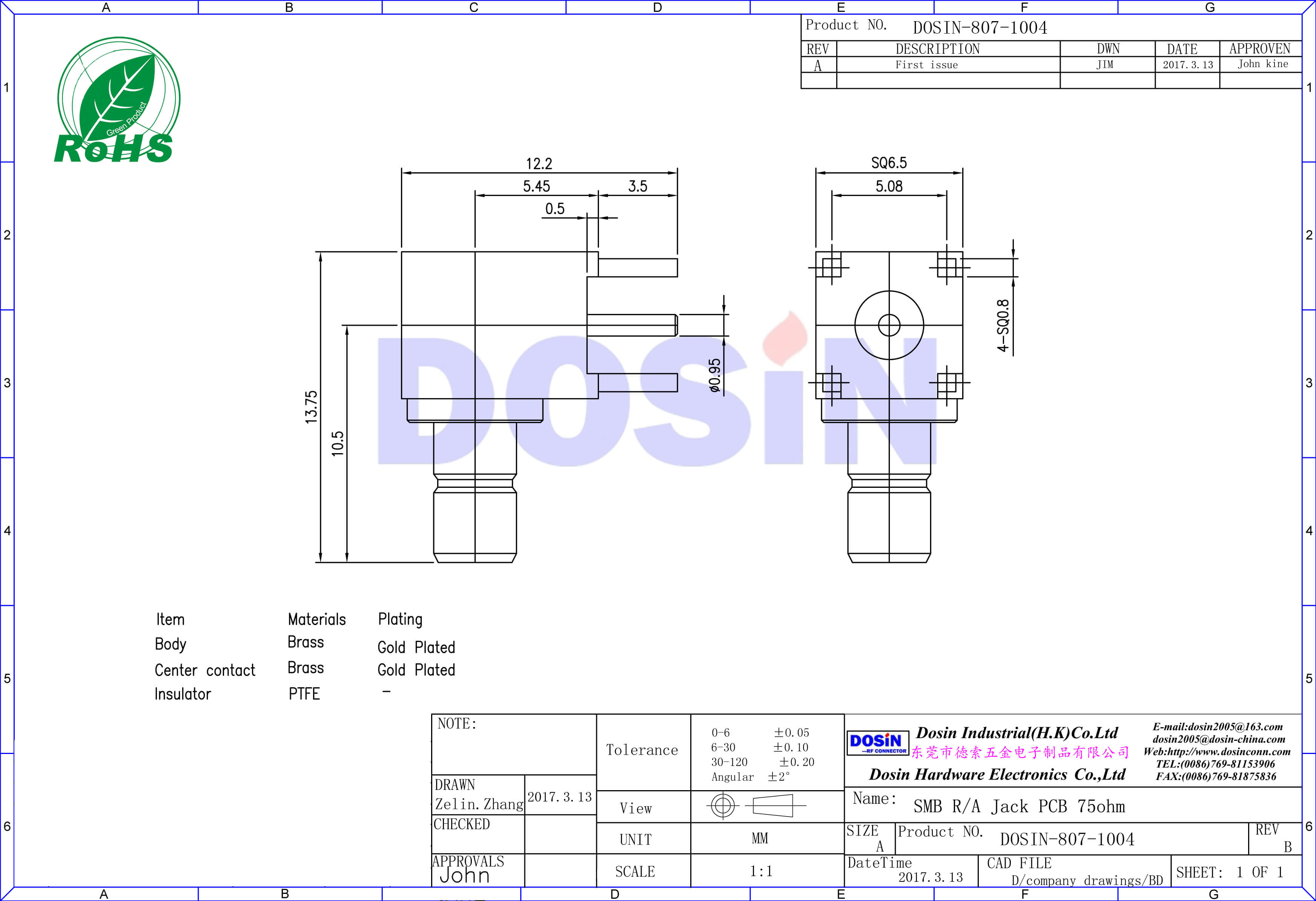 smb彎插鍍金母頭連接器pcb電路板
