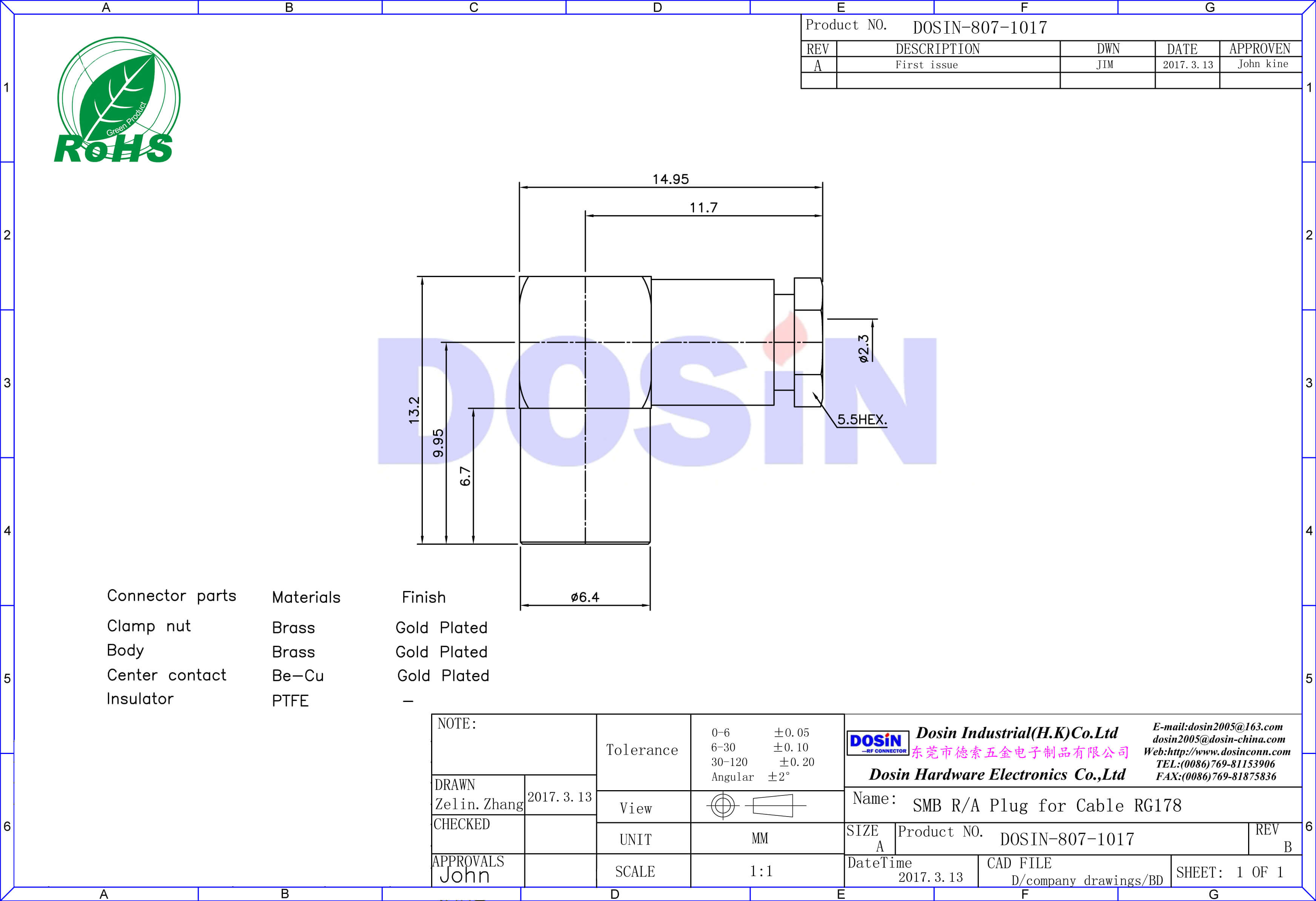 smb彎式螺母鎖緊連接器公頭接線RG178