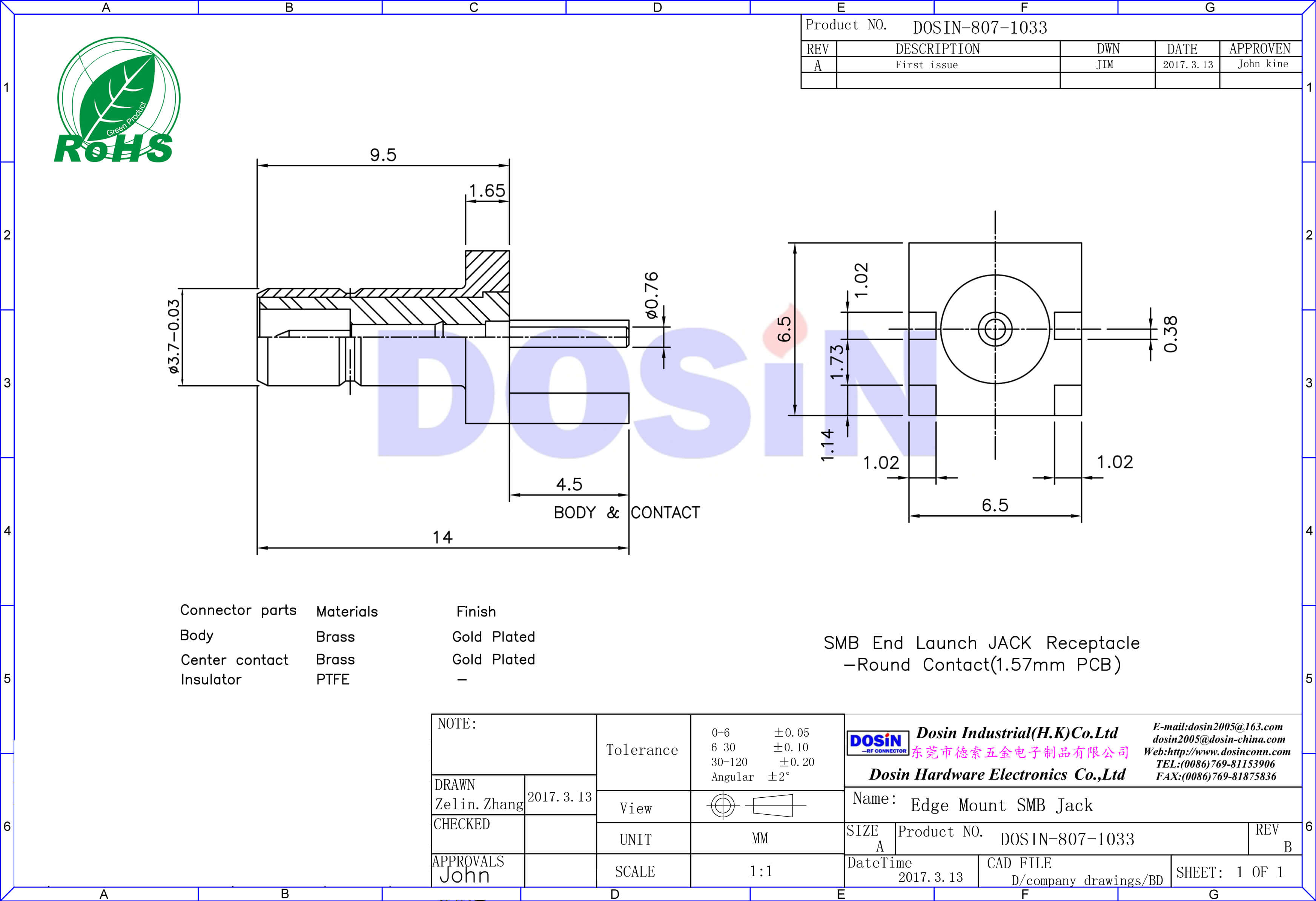 smb邊緣卡板母頭射頻同軸直式數(shù)字電視接頭
