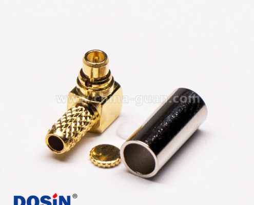 1-1 MMCX接頭彎式公頭鍍金壓接式接同軸線纜