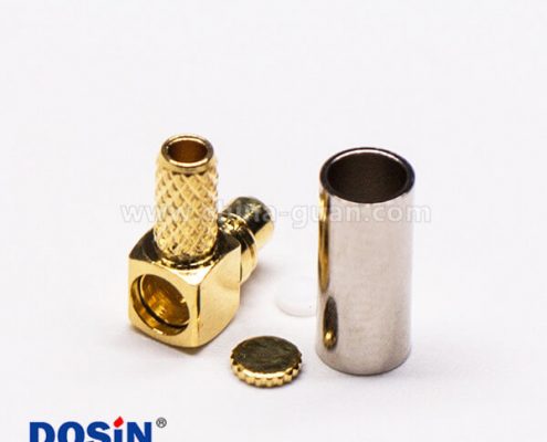 1-2 MMCX接頭彎式公頭鍍金壓接式接同軸線纜