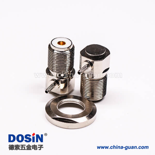 1 uhf接頭彎式母頭金針前鎖穿墻板端連接器