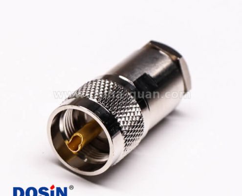 13 uhf公頭連接器同軸線纜螺母鎖緊滾花紋針鍍金